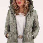 Przejściowa kurtka damska zielona metaliczna