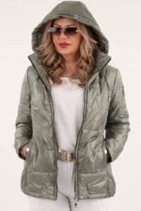 Przejściowa kurtka damska zielona metaliczna