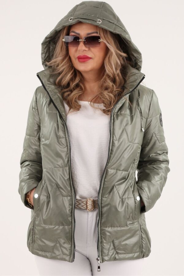 Przejściowa kurtka damska zielona metaliczna