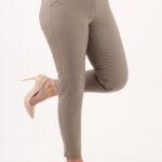 Spodnie cygaretki z paskiem ciemnobeżowe