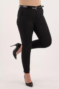 Spodnie cygaretki z paskiem czarne plus size