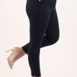 Spodnie cygaretki z paskiem granatowe