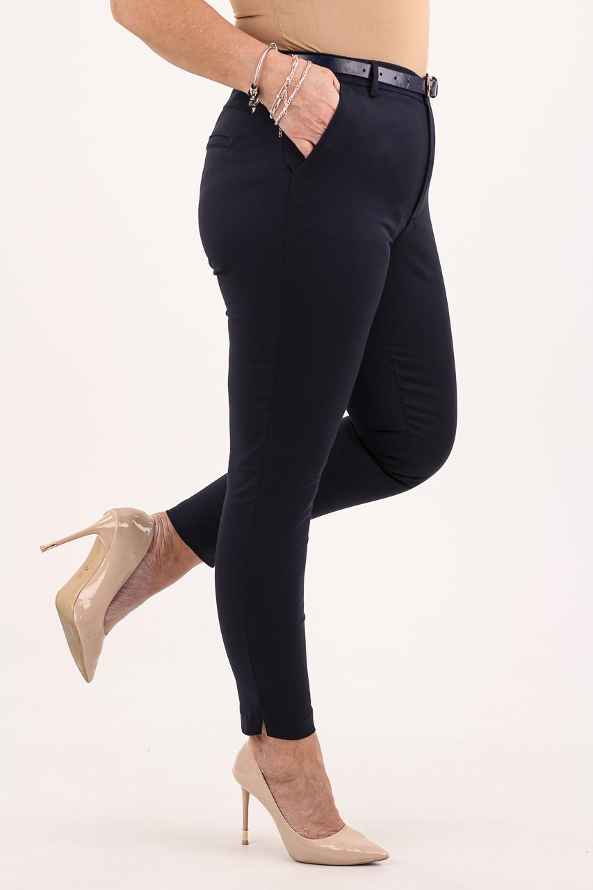 Spodnie cygaretki z paskiem granatowe
