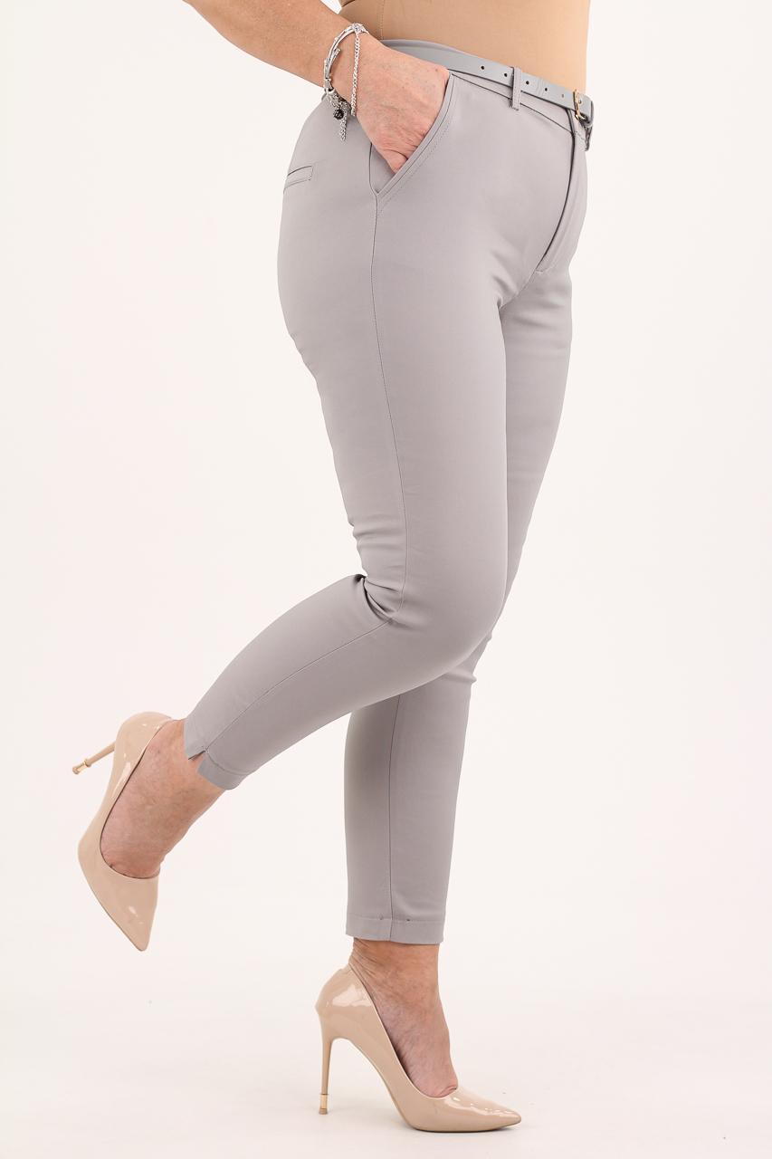 Spodnie cygaretki z paskiem szare