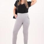 Spodnie elastyczne damskie plus size popielate