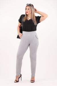 Spodnie elastyczne damskie plus size popielate