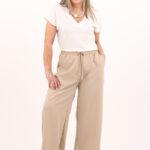 Spodnie kuloty plus size beżowe