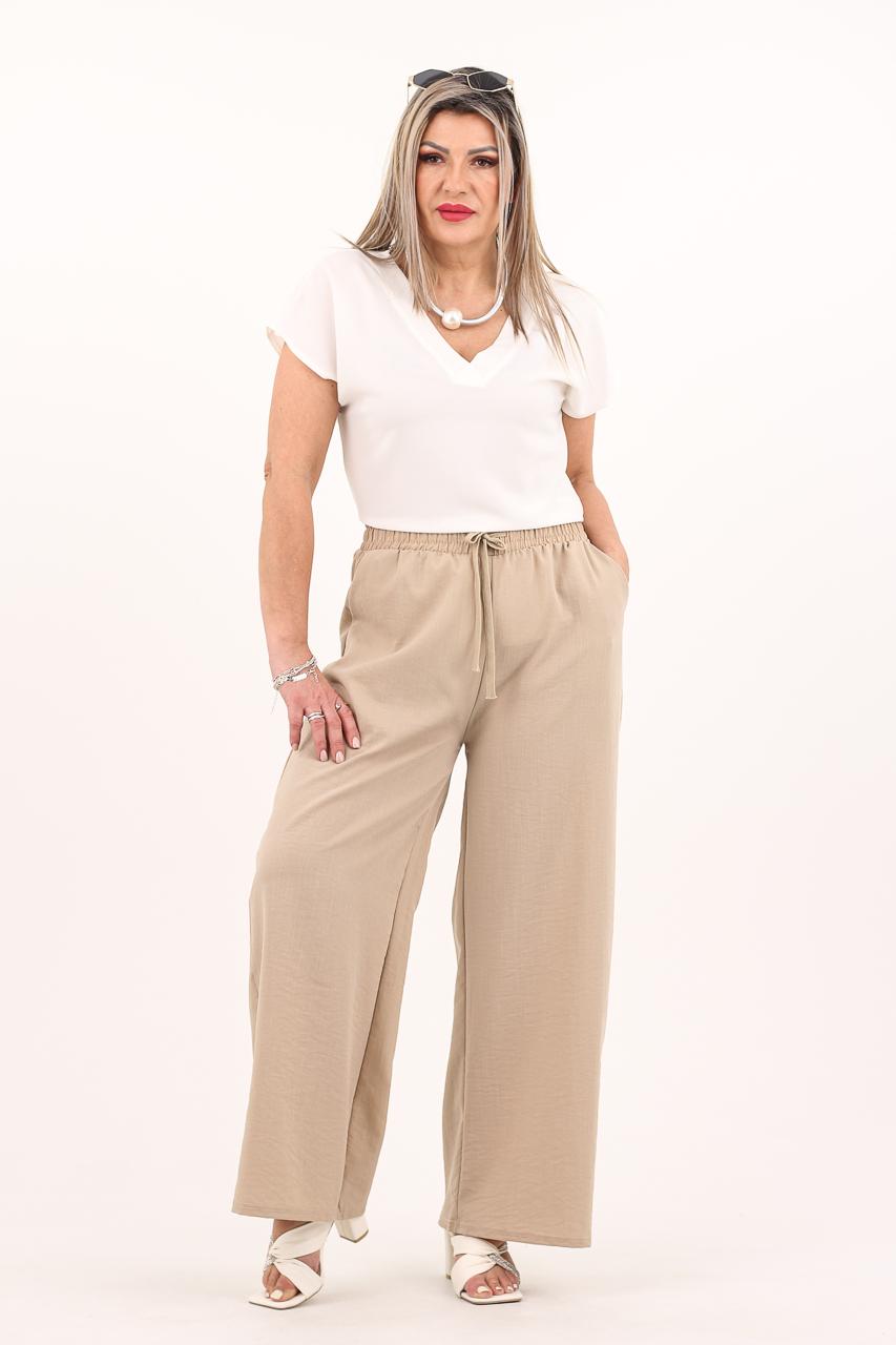 Spodnie kuloty plus size beżowe