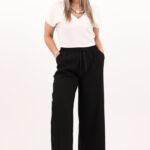 Szerokie spodnie kuloty plus size czarne