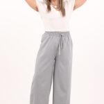 Szerokie spodnie kuloty plus size szare
