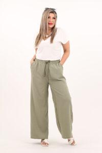 Szerokie spodnie kuloty plus size zielone