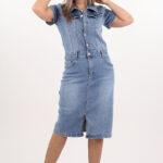 Sukienka jeansowa na guziki midi szmizjerka