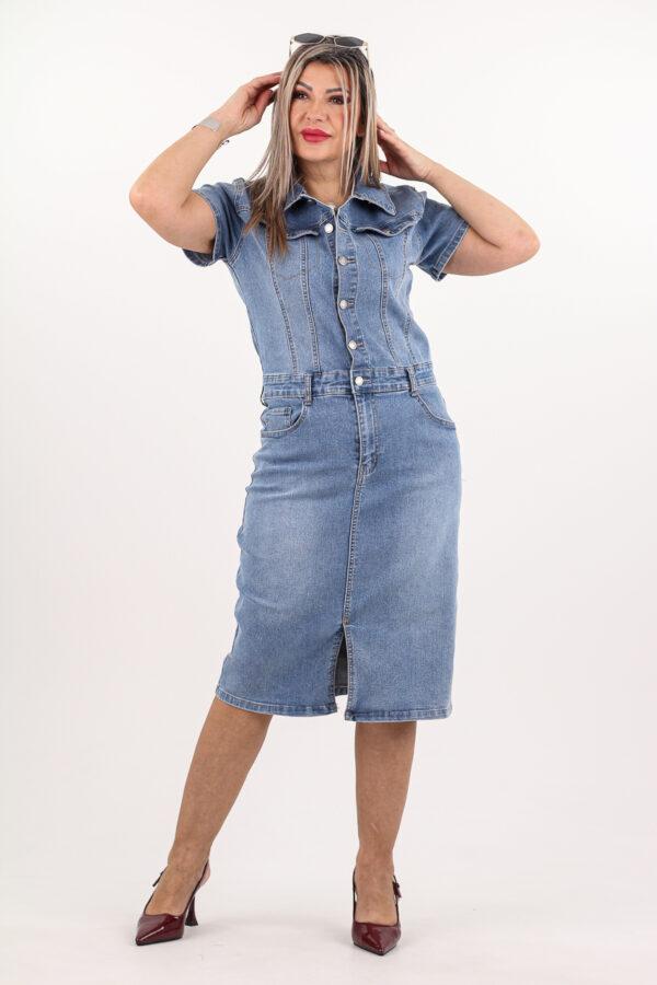 Sukienka jeansowa na guziki midi szmizjerka
