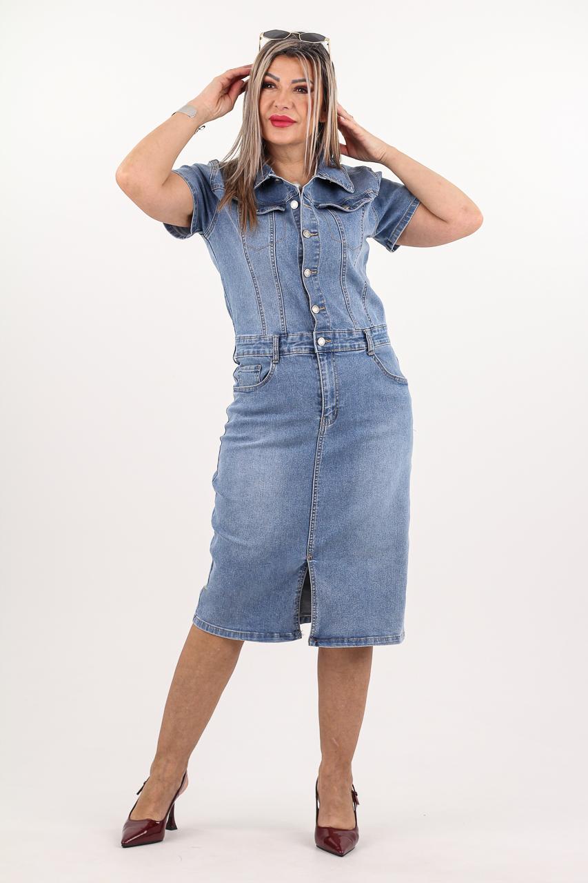 Sukienka jeansowa na guziki midi szmizjerka