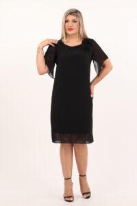 Sukienka z kwiatem na ramieniu czarna