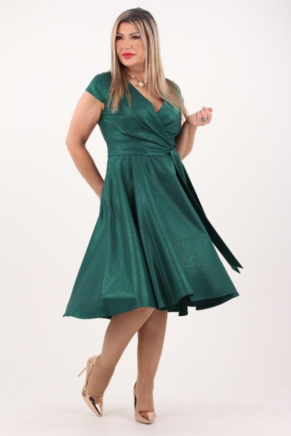 Zielona elegancka sukienka kopertowa midi
