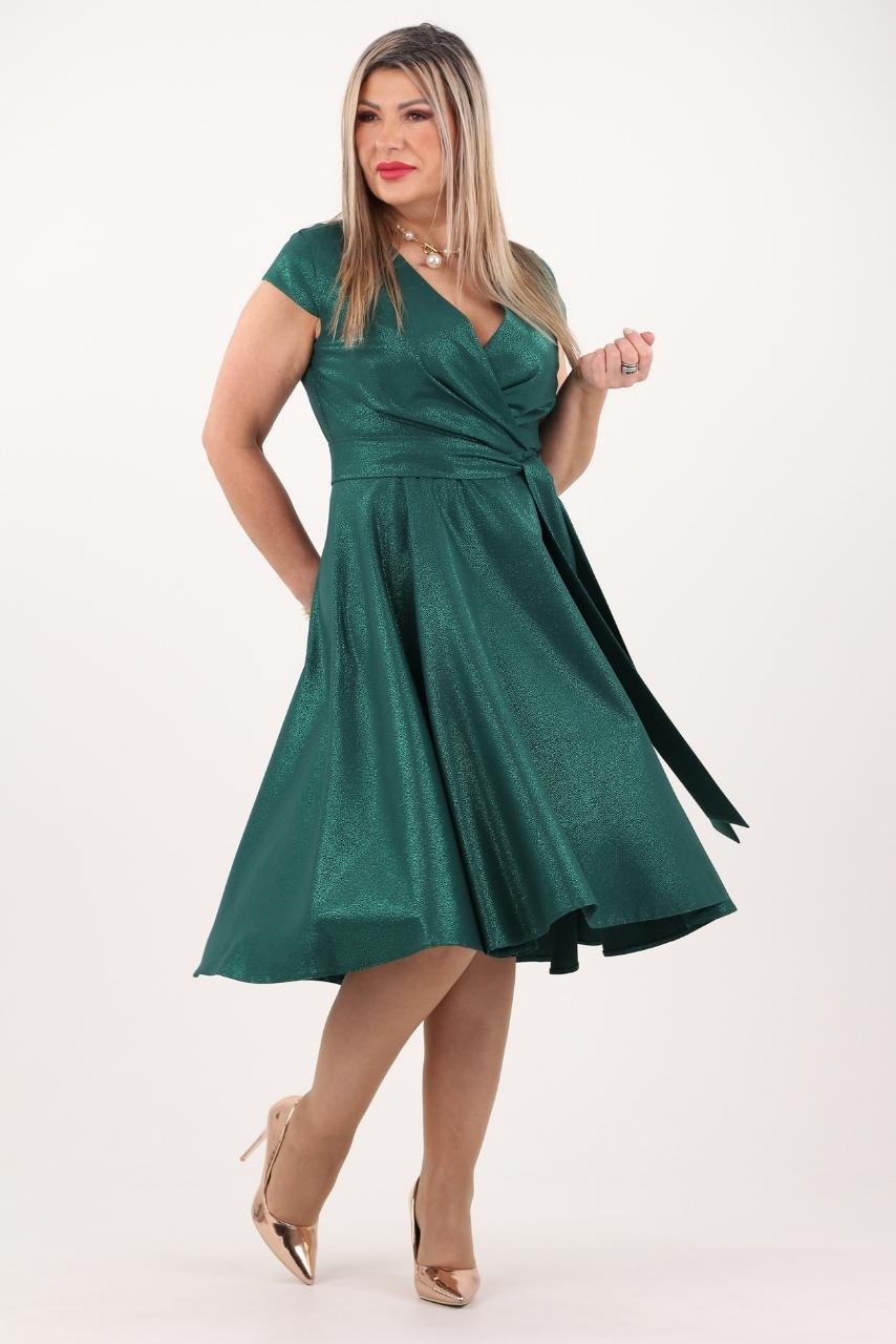 Zielona elegancka sukienka kopertowa midi