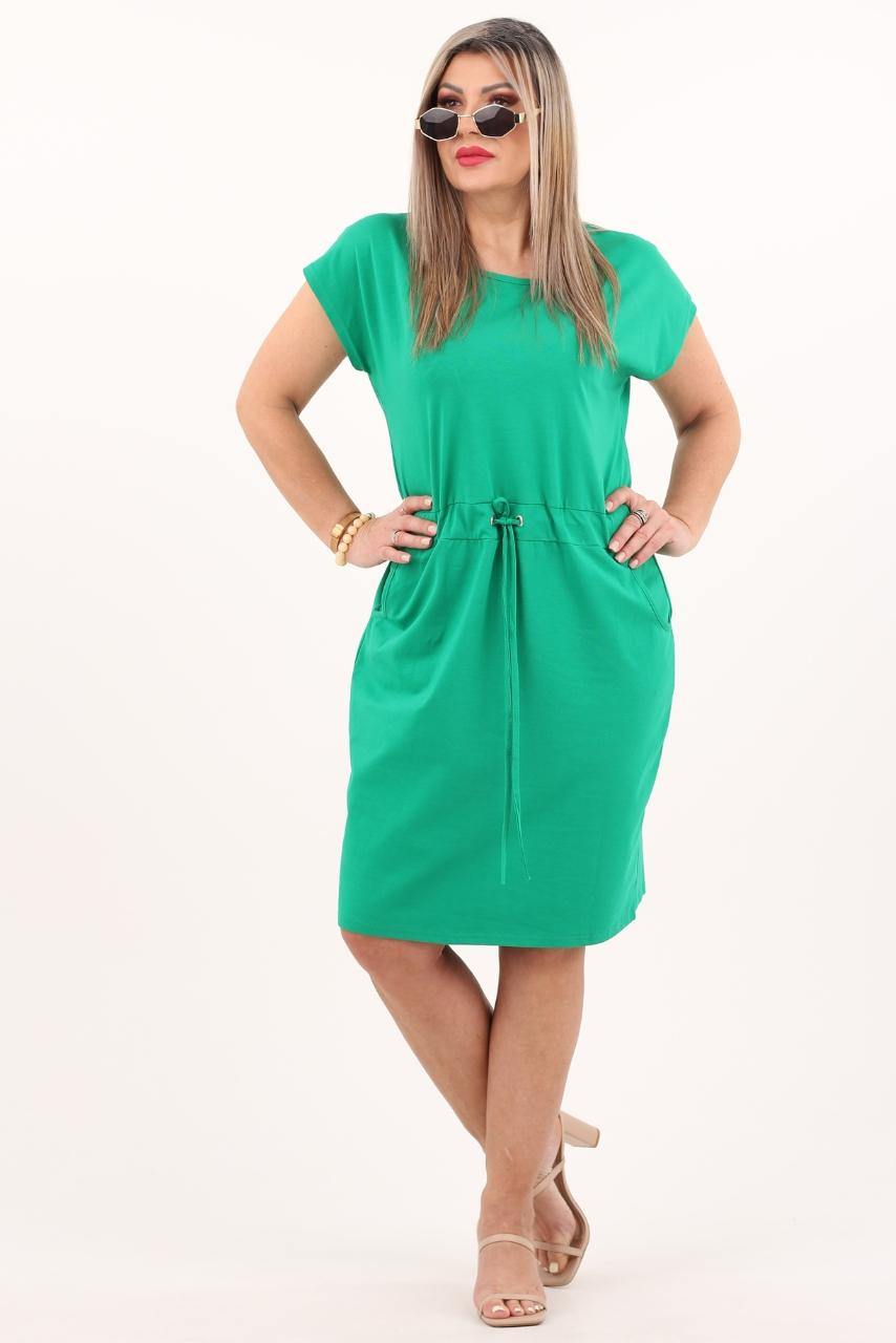 Zielona sukienka sportowa ze sznurkami w pasie