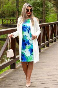 Sukienka elegancka wizytowa kolorowa marmurkowa