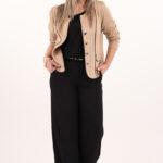 Elegancki ciemnobeżowy zamszowy żakiet damski (8)