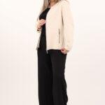 Elegancki żakiet damski zamszowy ecru (6)
