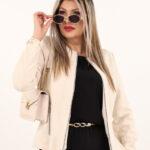 Ecru żakiet damski XXL plus size dla puszystych kobiet