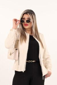 Ecru żakiet damski XXL plus size dla puszystych kobiet