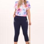 Rybaczki damskie z wysokim stanem z guzikami granatowe