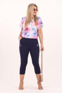 Rybaczki damskie z wysokim stanem z guzikami granatowe