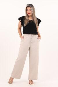 Szerokie cienkie spodnie beżowe