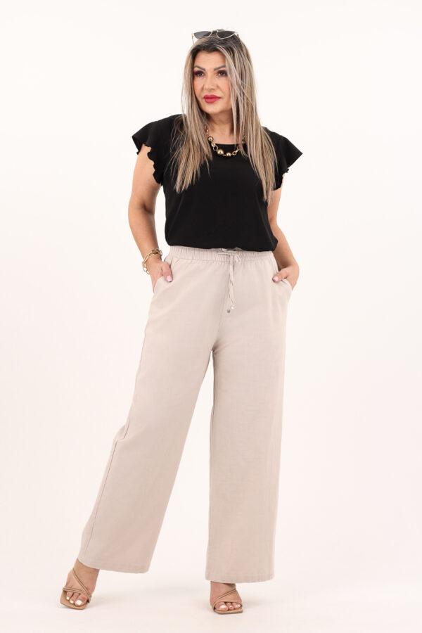Szerokie cienkie spodnie beżowe