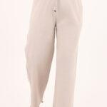 Szerokie cienkie spodnie beżowe (5)