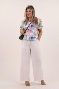 Szerokie cienkie spodnie białe
