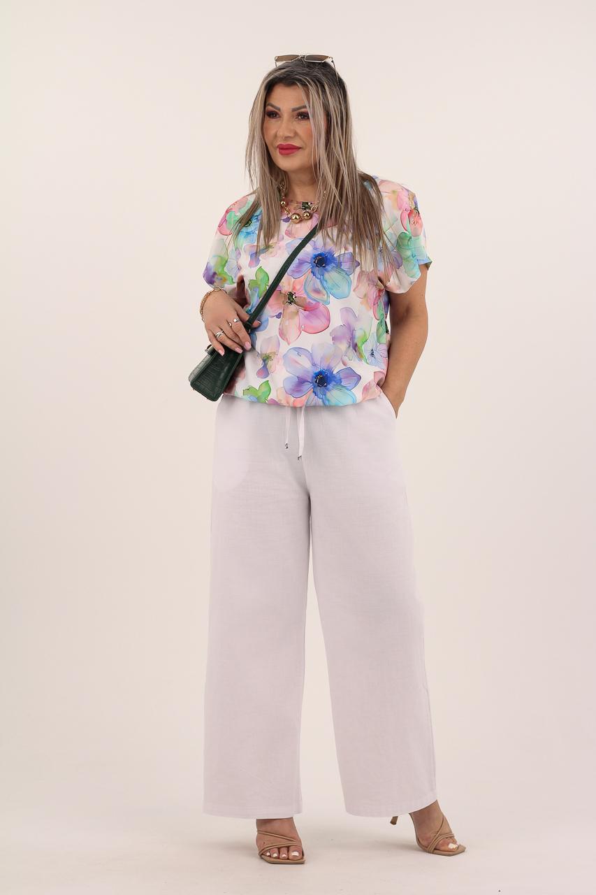 Szerokie cienkie spodnie białe