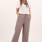 Szerokie cienkie spodnie cappuccino