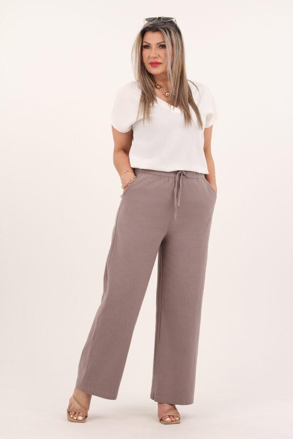 Szerokie cienkie spodnie cappuccino