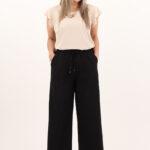 Szerokie cienkie spodnie czarne (2)