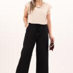 Szerokie cienkie spodnie czarne