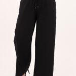 Szerokie cienkie spodnie czarne (9)
