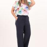 Szerokie cienkie spodnie granatowe (2)