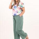 Szerokie cienkie spodnie miętowe (4)