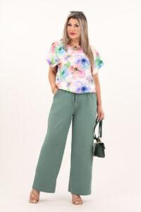 Szerokie cienkie spodnie miętowe