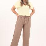 Szerokie spodnie bawełniane brązowe