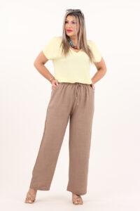 Szerokie spodnie bawełniane brązowe