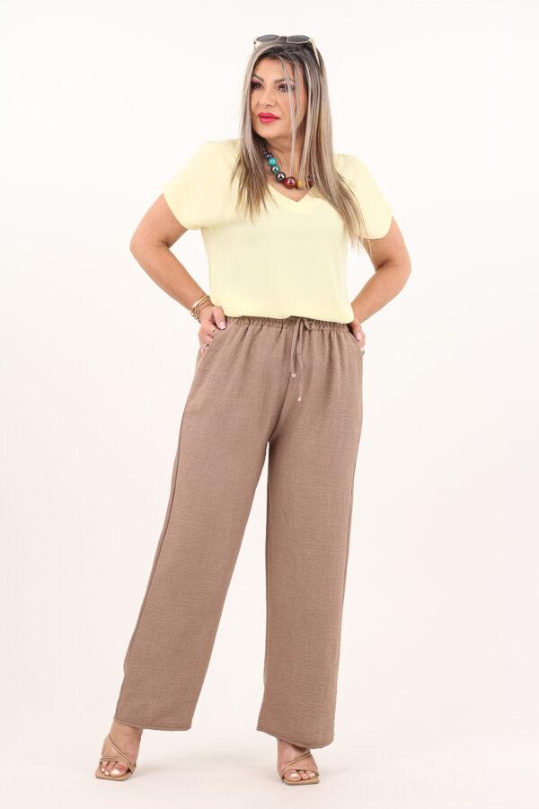 Szerokie spodnie bawełniane brązowe