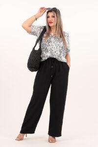 Szerokie spodnie bawełniane czarne