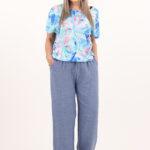 Szerokie spodnie bawełniane niebieskie