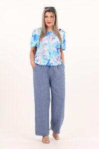 Szerokie spodnie bawełniane niebieskie