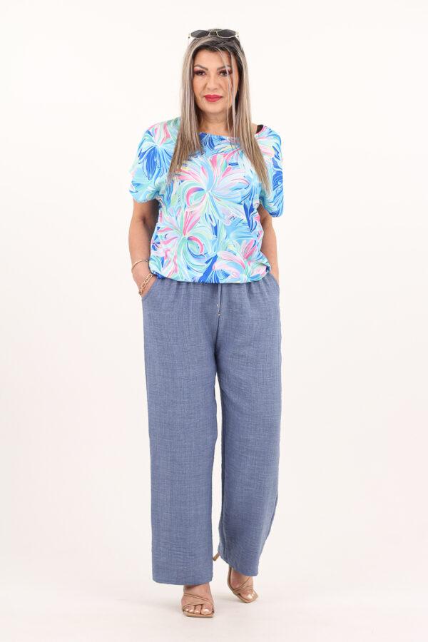 Szerokie spodnie bawełniane niebieskie