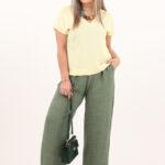 Szerokie spodnie bawełniane zielone (5)